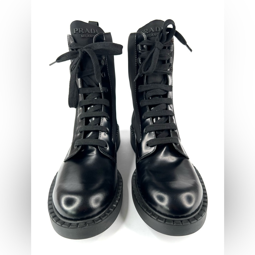 Prada Men's Eco Nylon & Leather Triangle Logo Combat Boots UK 10 - US 11 - EU 44 - Picture 7 of 14